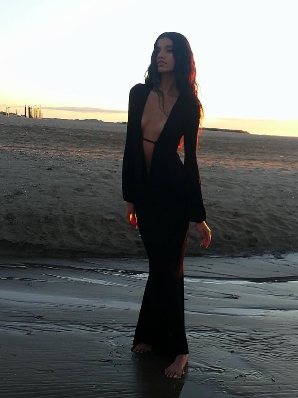 At First Sight Arashi Dress in Black Maxi Gown Elegant Ethereal Witchy Medieval - Picture 3 of 8